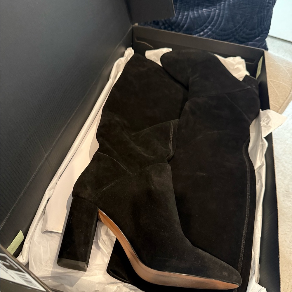 Banana Republic Black Suede Heeled Boots